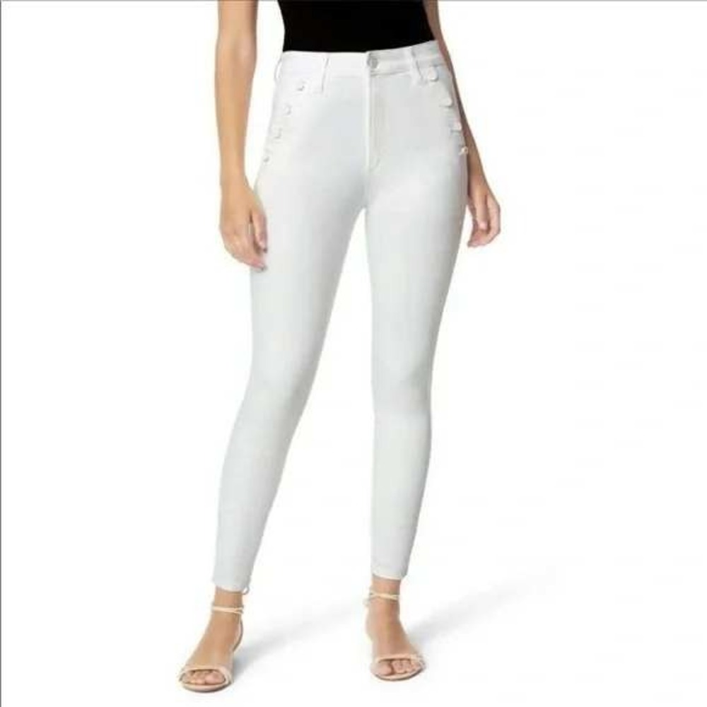 Joe's Jeans Bella White High Rise Sailor Nautical Silver Button Women's 27 NWT
